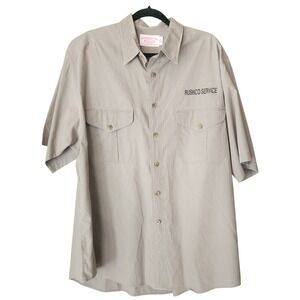 C.C. Filson Button Front Safari SS Shirt Mens XL Beige Cotton Vintage USA *READ